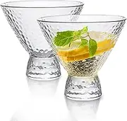 LEMONSODA Clear Hammered Martini Glass Set of 6 - Barware for Martini, Cosmopolitan, Manhattan, – Modern Handcrafted Barware for Home Entertaining - Textured 8.5oz (250ml) (Set of 2)