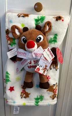 Rudolph The Red-Nosed Reindeer 2 Piece Blanket with Plush Toy