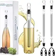 9SHOME 2Pack Wine Chiller Stick, 3-in-1 Stainless Steel Wine Bottle Cooler Stick Cooling Rod with Pourer, Foil Cutter & Stopper, Fits in All Standard-Sized Bottles for Wine Accessory Gift, Bar, Party