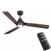 HDC Ester 54 in. White LED Matte Black Ceiling Fan with Light Kit and Remote