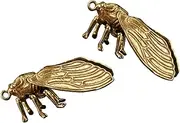 Generic 2Pcs Vintage Brass Cicada DIY Keychain Pendants Unique Keyring Charms for Personalised Crafting Chic Accessories for Bags and Keys