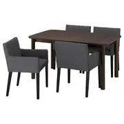 STRANDTORP / MÅRENÄS table and 4 chairs, brown/Gunnared dark grey black, 150/205/260 cm