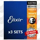 3 SETS OF ELIXIR ELECTRIC GUITAR STRINGS NANOWEB - SELECT GAUGE