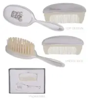 Silver Baby Hair Brush and Comb Gift Set Newborn Keepsake Christening Boy Girl