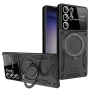 For Samsung Galaxy S23 Ultra PC+TPU Back Case Compatible with MagSafe Ring Kickstand Phone Cover