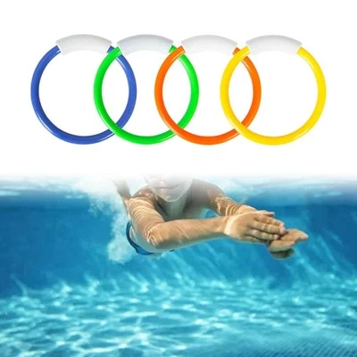 4x Diving Rings for Pool, Pool Toy Sinking Bulk Gift Games Underwater Dive Rings