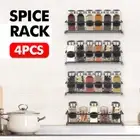 4X Kitchen Spice Rack /Jars Shelves Wall Mount Kitchen Door Storage Organizer