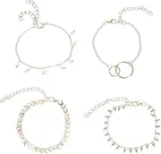 WRITWAA 4pcs Bohemia Pearl Anklet Foot Chain Ankle Jewelry Waterproof Shell Anklets for Women