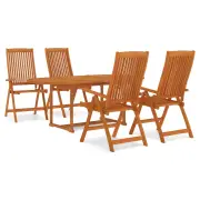 5 Piece Garden Dining Set Solid Wood Eucalyptus - Without footrest, 4