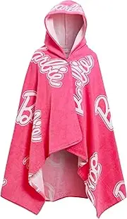 Barbie Girls Hooded Towel 100% Cotton Poncho Large Beachtowel Bathtowel Swimming Wrap Changing Cover Up, Pink, One Size