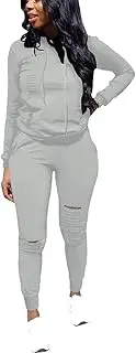 Nimsruc Women's Two Piece Outfits Casual Long Sleeve Pant Sets
