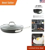 12" Induction-Compatible Nonstick Fry Pan with Tempered Glass Lid & Easy Clean