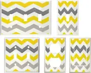 YELLOW GRAY ZIG ZAG CHEVRON DESIGN 2 LIGHT SWITCH COVER PLATE