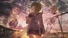 Anime girls pointy ears fantasy girl blonde red eyes Playmat Game Mat Desk