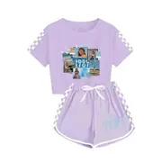 Kids Teens Boys Girls Taylor Swift Printed T-Shirts Tops Shorts Swiftie Fans Tracksuits Sportswear Set Gifts - 12 Flower type 2* purple 140cm