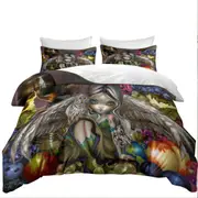 Silent Wisdom Owl Angel Wine and Fruits Quilt Cover