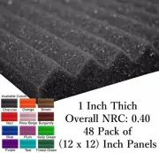48 Pack (12 x 12 x 1) Inch Wedge Acoustical Foam Panel for Soundproofing Wall
