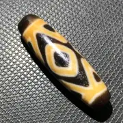 Magic Tibetan Old Agate Ivory Color King Kong 3Eye Totem dZi Bead 12*40mm C2010