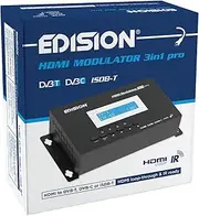 HDMI Modulator 3-in-1 Pro for Cable DVB-C, Terrestrial DVB-T or ISDB-T, Full HD Distribution via Coaxial, HDMI Loop, RF in, LCD Display, Quick Configuration, Plug & Play