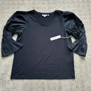NWT Chicos Touch of Cool Gathered Tier 3/4 Sleeve T Top Peasant Size Large