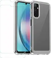 LCEHTOGYE Carbon Fiber Cover for Samsung Galaxy A52 5G + 2 Tablets HD Tempered Glass,Shell Protective Back Case - Anti-Scratch Screen Protector for Samsung Galaxy A52 5G (6,5")-MFXC - Transparent