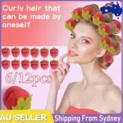 6/12PCS Strawberry Hair Curl Sponge Styling Tool Curler Curlers No Heat CW