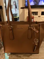 Michael Kors Kris Large Top Zip Leather Satchel Tote Luggage