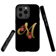 For Apple iPhone 13 Pro Max Case, Armour Back Cover, Embellished Letter M