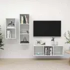 NNEVL 3 Piece TV Cabinet Set High Gloss White Chipboard