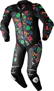 RST Pro Evo Airbag Doodle, leather suit 1pcs. perforated , color: Black/Green/Blue/Red/Orange , size: S