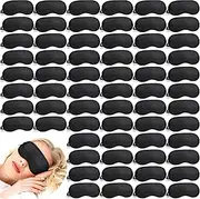 200 Pcs Eye Mask Sleeping Blindfold Eye Cover with Adjustable Strap for Games Party Team Building Travel Individually Wrapped Sleep Eye Cover for Women Men Kids, Black