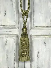 Pair 2 pieces Curtain Tie Backs - 26cm Tassel - Olive