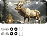 ZRYSMY License Plate Elk Landscape Rock Aluminum Decorative Car Front Metal Plate 6 × 12 in