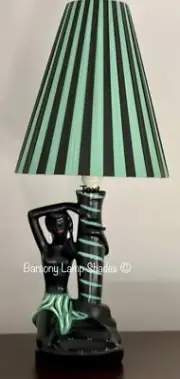 PLASTIC RIBBON TEAL & BLACK STRIPED LAMPSHADE 4 *MEDIUM SIZE* BARSONY LADY LAMP