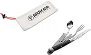 Böker Magnum Bon Appetite Camping Cutlery with Knife, Fork and Spoon - Easy to Open - Includes Microfibre Storage Bag