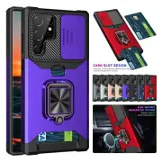 For Samsung Galaxy S22+ S21 FE Note 20 Ultra Ring Case Slide Camera Card Holder！