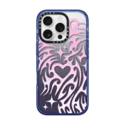 iPhone 16 Pro Impact Case MagSafe Compatible Transparent Cyber Sigil Neotribal Spiky Tribal Tattoo Heart Sparkle Star Pink White Gradient
