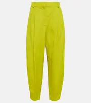[Stella McCartney] Stella McCartney Pleated tapered linen-blend pants AU 12 yellow