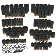 Klutch 3/8in.- and 1/2in.-Drive Impact Socket Sets, Chrome Molybdenum, SAE +