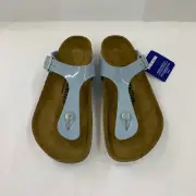 Birkenstock New w/ Box Gizeh Patent Dove Blue Birko Flor Patent Reg Select Size