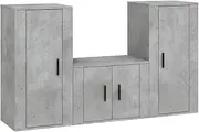 TV Cabinet Set 3 Piece - Modern Concrete Grey Engineered Wood TV Unit, Sturdy & Space-Saving Entertainment Storage for Living Room, Home Theater