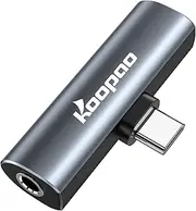 KOOPAO USB C to 3.5mm Headphone and Charger Jack Adapter,2 in 1 Type-C to 3.5mm Hi-Res Audio Adapter with 60W PD Fast Charging Compatible with iPhone 15 Pro Google Pixel 6 Galaxy S23/S22 Ultra Grey