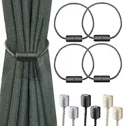 4 Pack Strong Magnetic Curtain Tiebacks,H HOME-MART Indoor Elegant Decorative Tie Backs Modern Rope Tiebacks for Drapes,Curtain Tiebacks Buckles Holdbacks Holders Hooks Clip for Home,Farmhouse Decor