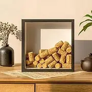 Wine Funny Wine Cork Holder Wood Wine Cork Shadow Box (Black)