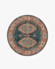 185' Round | Machine Washable Runner Rug | Kid & Pet Friendly | Indoor Rug | Marcela Blue & Rose Rug | Ruggable