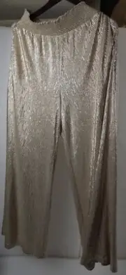 ALICE + OLIVIA GOLD LEMAY SEQUINED WIDE LEG PANTS WOMANS XL W/TAGS