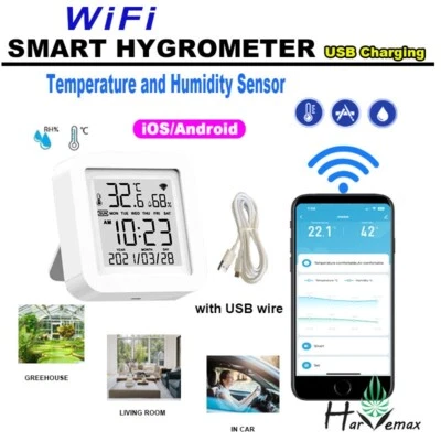 WiFi Smart Hygrometer iOS Android System Temperature Humidity Sensor & USB Wire