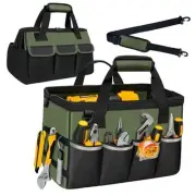 Tool Bag, Portable Tool Box Organizer Adjustable Shoulder L Army Green & Black