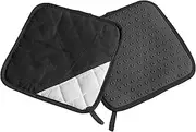 [Lurch] 70091 Pot Holders/Saucers Set of 2 100% BPA-Free Platinum Silicone, Polyester and Cotton, Black