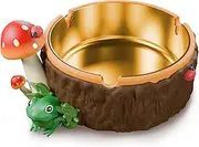 Cute Ashtray Mushroom Ashtray with Stainless Steel Tray for Cigarette, Natural Resin Ash Tray for Indoor or Outdoor use Mushroom Decor, Ash Holder for Home and Garden Decor